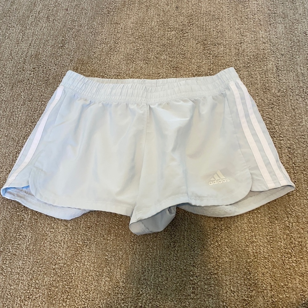 Adidas light blue athletic shorts